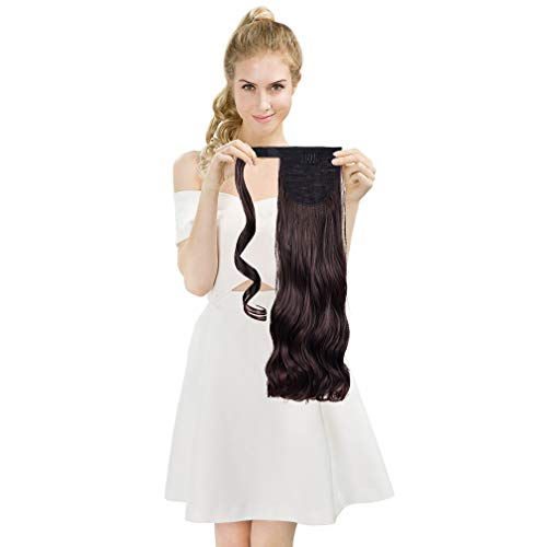 SEIKEA Wrap Around Clip on Ponytail Extension Hairpiece for Women Curly Hair 20 Inch - Dark Brown