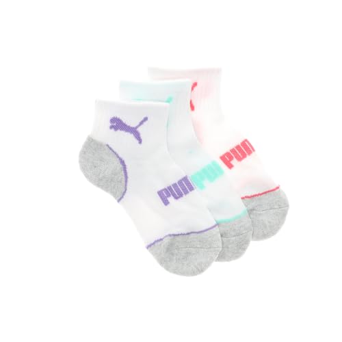 PUMA Kids Girls 6-Pack Terry Quarter Socks Casual - White