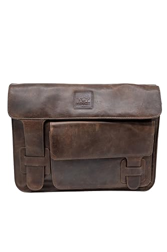 Image of Leather Messenger Bag for Men and Women 16 inch Large Vintage Leather Briefcase Laptop Shoulder Bag Unisex Crossbody Messenger Satchel for Office, Business, Work, Travel