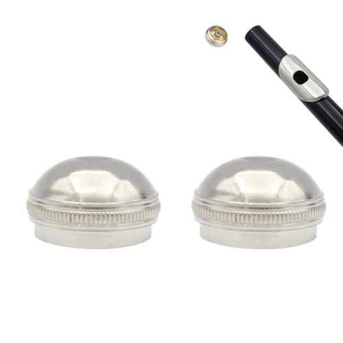 CCeCCe 2 Pack Flute Head Joint Crown Replacement Silver Nickel Plated Flutes Crown Head Caps Headjoint Screw Cap for C Flute Head Joint Mouthpiece Cork Plugs 16 Keys Closed Hole C Flutes Orchestra