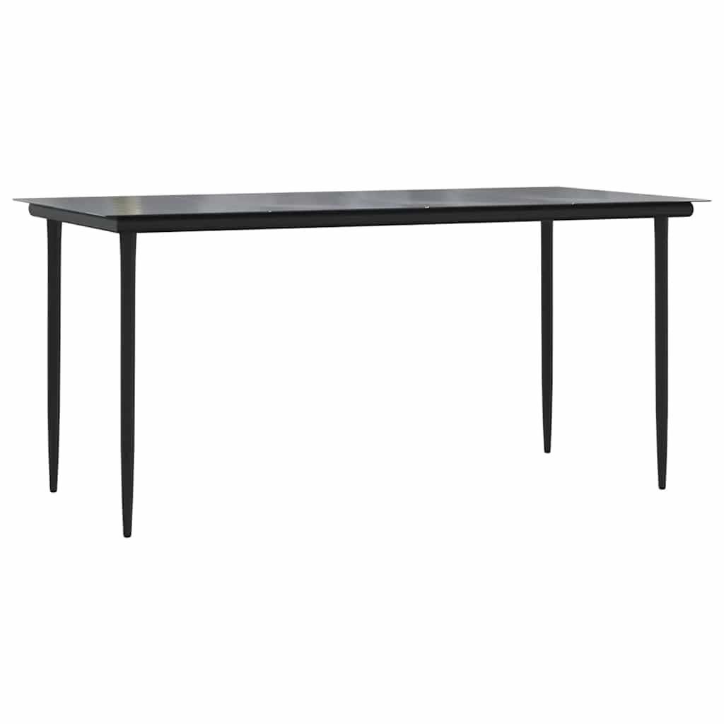 Set da 7 pezzi da giardino con polyrattan marrone e tavolo in vetro, composto da 6 sedie con braccioli e un tavolo, telaio in acciaio verniciato a polvere, robusto