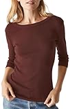 Michael Stars Women's Dot 3/4 Sleeve Basic Band Crewneck T-Shirt (One Size, Espresso)