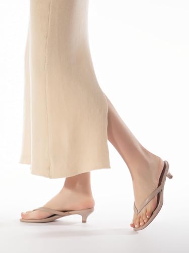 Image of Women's Flip-Flops Kitten Heels Thong Sandals For Women Square Toe Slip On Fashion Summer Dress Sandals