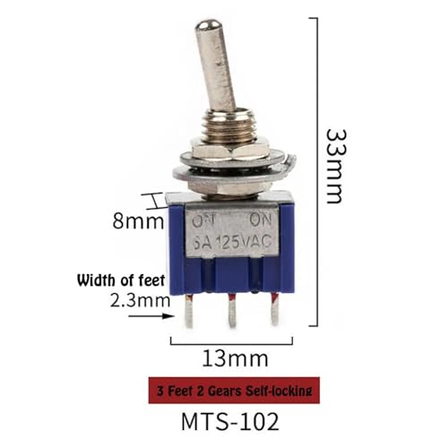 Mini interrupteur SPDT MTS-103 avec levier métallique robuste 6A