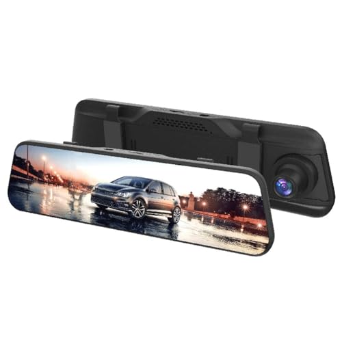 Fangxuee de Grabadora de Espejo Retrovisor para Automóvil con Cámara de Tablero, Pantalla Cuadrada Táctil de 9,66 Pulgadas, 1080P, HD, Transmisión Multimedia con WiFi