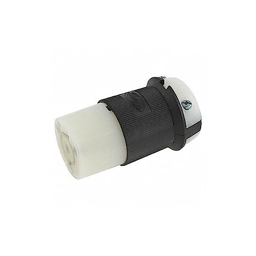 Hubbell HBL2343 Locking Connector, 20 amp, 480V, L8-20R, Black and White