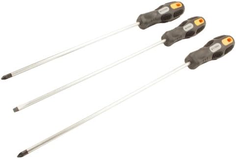 SPARES2GO Extra Long Reach Hardened Magnetic Tip Phillips and Slotted Screwdriver Set (3 Piece, 25cm)