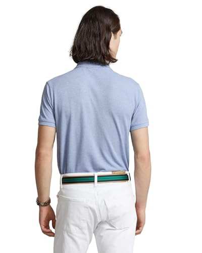 Image of Polo Ralph Lauren Men Custom Fit Mesh Pony Logo Shirt (XL, JamicaBlueHtr), X-Large