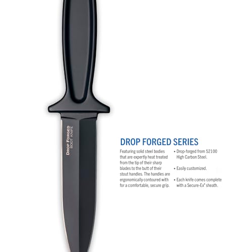 Image of COLD STEEL Drop Forged Boot 5 inch 52100 High-Carbon Steel Spear Point Fixed Blade EDC Concealed Carry Tactical Outdoor Hunting Knife, 4 inch Ergonomic Handle, Resistant Secure-Ex Sheath