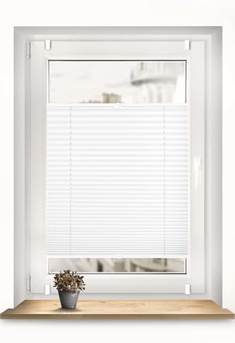 Sonello Estor Cortina plisada sin taladrar 60cm x 100cm blanco, cortina enrollable plisado cortina plisada para puerta y ventana persianas protección de la intimidad protección solar estores palisados
