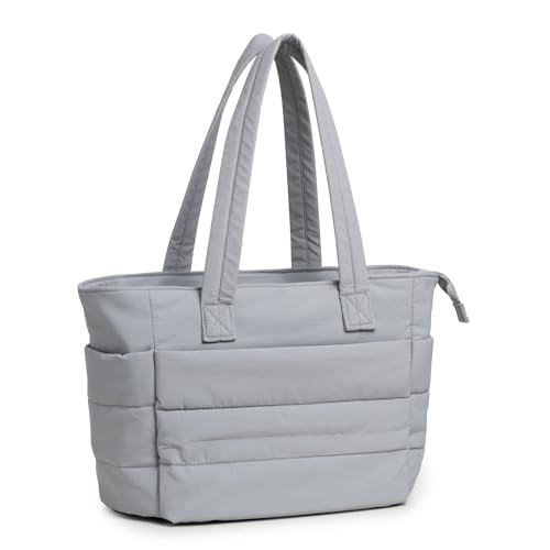 Image of Office Bag for Woman, Tote Bag for College Girls, Professional Work Bag for Daily Commute and Travel, Spacious Puffy Handbag in Gray Color, Ideal for Office Use and Business Trips