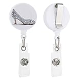Diamond Shoe with Small Heel Retractable Badge Holder Reel Clip ID Card Holder for Doctor Nurse Student Office Worker