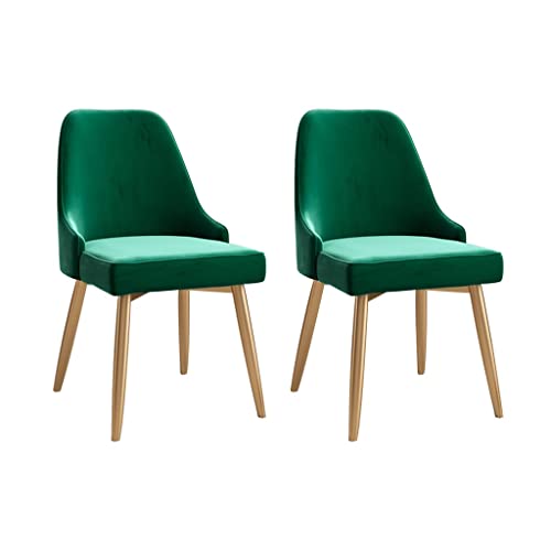 SJIALEN Velvet Dining Chairs Set of 2, Golden Legs Accent Chairs Apartment Living Room Side Chair Bedroom Balcony Makeup Chair Kitchen Chair (Color : Green)