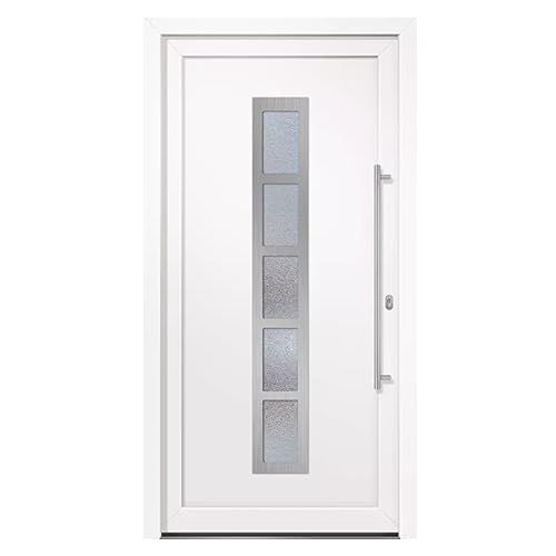 HORI® Haustür Eingangstür Komplettset – Robuste Hauseingangstür mit moderner Optik, hoher Wärmedämmung & Sicherheit, I Farbe: weiß I DIN rechts I Modell: Frame I 200 x 88 cm