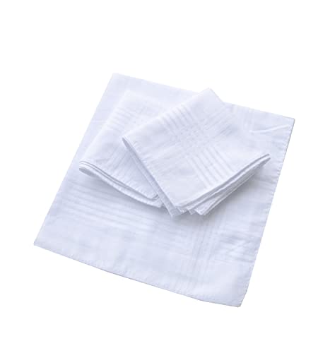 Mens White Cotton 100% Cotton Handkerchiefs Pack 3Pcs #TOP2