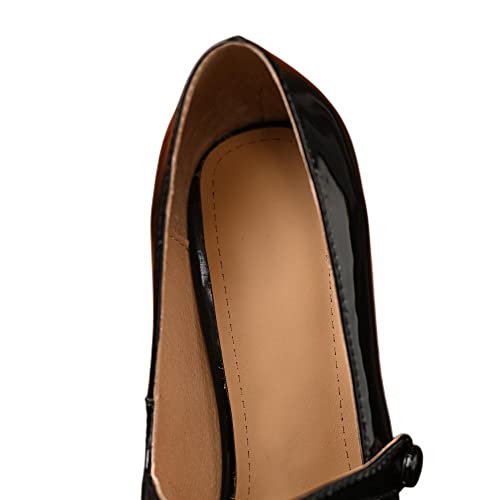 TinaCus Genuine Leather Handmade Patent Leather Square Toe High Block Heel Mary Jane Pumps Shoes4