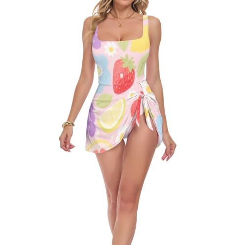 Maillot de bain amincissant une pièce à motif fruits pour femme