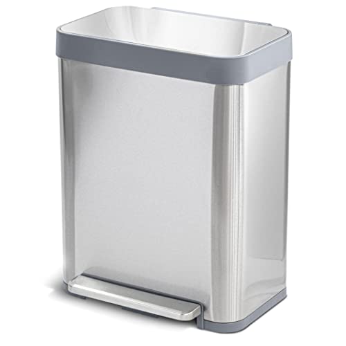 Home Zone Living 13 Gallon Kitchen Trash Can, Small Stainless Steel LinerFree Body, 50 Liter
