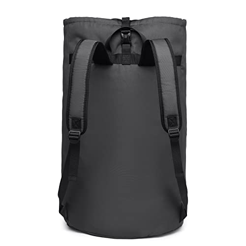 Image of laundry bag backpack,extra-large heavy duty laundry bags,laundry backpack for college students,drawstring closure (charcoal grey laundry bag with straps)