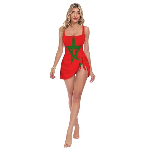 Maillot de bain marocain une pièce rouge avec rembourrage réglable pour femme