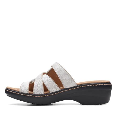 Clarks Collection Women's Merliah Karli Wedge Sandal, White Leather, 8 Medium US - image 8