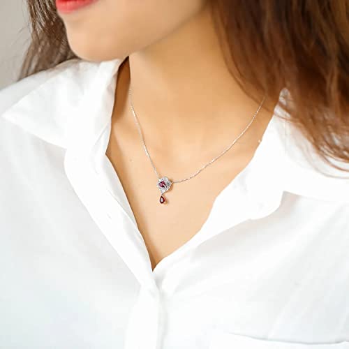 Collier fleur de rubis rouge en argent 925, bijoux élégants