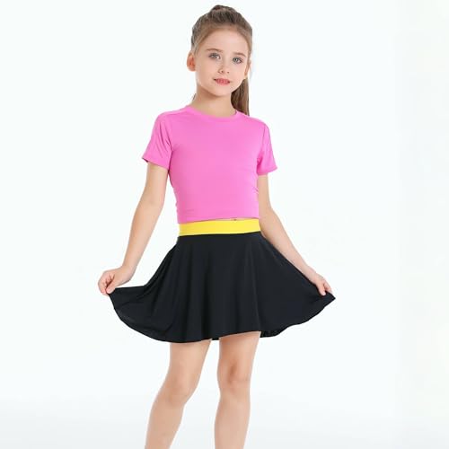 Image of Girls' 2-in-1 Flowy Butterfly Shorts with Pockets - Athletic Dance & Running Shorts Yellow Vaist for Ages 10-11