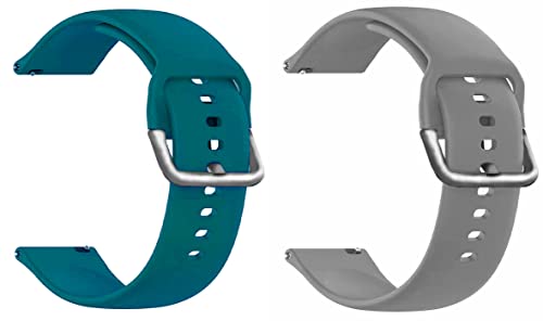 BQeT 20MM Soft Silicone Metal Buckle Strap For Smart Watch(CHECK MODEL LIST ALSO) (20MM, TEAL/GREY)