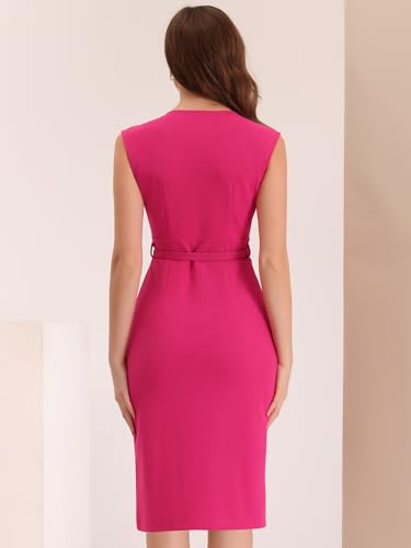 Robe fourreau fuchsia col en V taille XL pour sublimer les formes et affiner la taille - 2