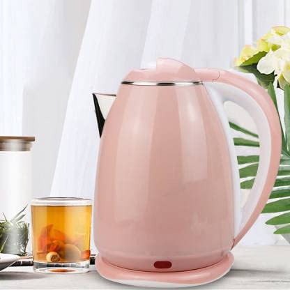 GE Stailness Steel 1.8 Litre Eectric Kettle 360-Degree Rotating Design 1500 Watt Auto Switch Off for Making Tea Coffe Boil Water and Milk 20.3x16.5x26 CM (Pink)