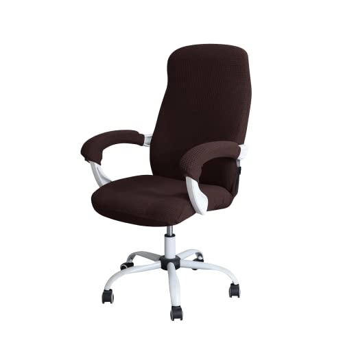 Image of FORCHEER Office Chair Armrest Cover Stretchable Water Resistant Spandex Stretch Jacquard Computer Office Chair Arm Pad Covers Chair Slipcover for Desk Chairs Arm 2P-Dark Brown