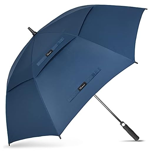 NINEMAX Parapluie de golf coupe-vent et imperméable à ouverture automatique pour homme et femme, double auvent aéré, extra large, 155 cm, bleu roi