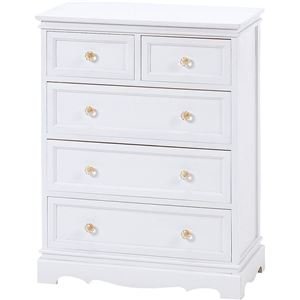 アンティーク調チェスト/リビング収納 【4段】 幅60cm 木製/桐材 取っ手付き 姫系 ホワイト(白) 【完成品】 ds-1314340