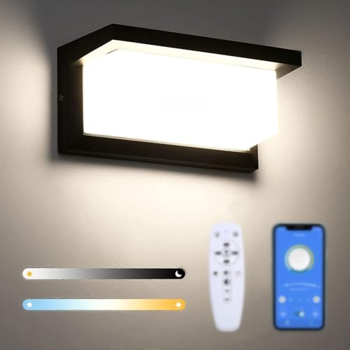Lightess Dimmbare LED Wandleuchte Au&szlig;en mit Fernbedienung 2.4G 18W IP66 Wandlampe Au&szlig;enlampe Au&szlig;enbeleuchtung Wand Dimmbar Alu Au&szlig;enwandleuchte Wasserdicht f&uuml;r Au&szlig;enbreich Outdoor Veranda Garage