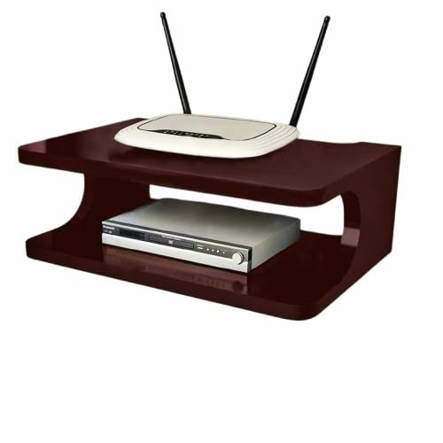 wooden set top box and wi fi stand tv unit wall shelf and display rack for living room-brown