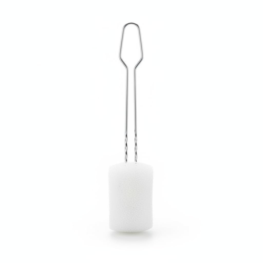 Sponge Bottle Brush with Stainless Steel Handle for Baby Bottles and Kitchen Cleaning Replacement Head White-image-49