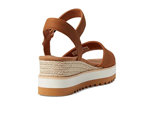 Image of TOMS Women's Diana Wedge Heel Sandal, Leather Upper, Rope-Wrapped Midsole, Adjustable Strap, Buckle, OrthoLite Insole