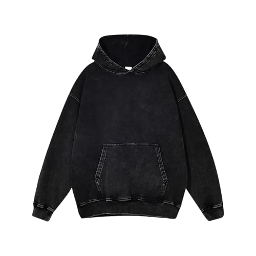 Ymosrh Men's Hoodies, Long Sleeve Casual Distressed Pullover Hoodie Sweatshirts with Pocket Streetwear, M-3XL