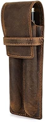 Hiram Étui de protection en cuir véritable pour stylos plume, caf...