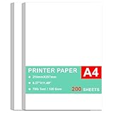 Printer Paper - 200 Sheets, A4 Premium Bright White Paper, 28lb Bond / 70lb Text (105 gsm) Bright White Paper – Great for Copy, Printing, Writing, 8.27
