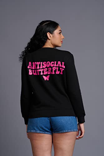 Image of Go Devil Stylish Trendy Regular Fit 100% Cotton Sweatshirt with Round /Crew Neck Full Sleeves, Casual Printed Winter Wear for Women /Girls
