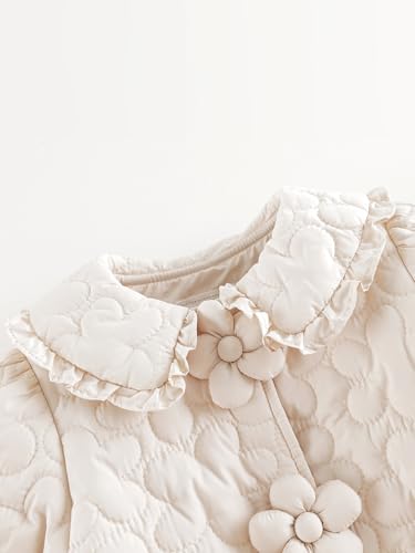 Marc & Janie Baby Girls 3D Flower Lapel Jacket Floral Quilted Snap Button Coat Long Sleeve Outerwear 241017 thumb #4