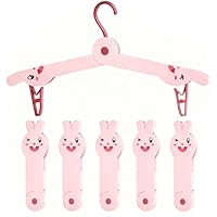 TogyGooty 5-Pack Bunny-Shaped Portable Folding Clothes Hangers, Pink Plastic Travel Accessories with Matte Finish, Compact Design for Cruise Ship