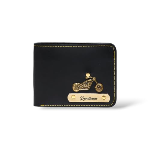 Image of Thebaegift Men's Personalized Wallet I Customized Slim Stylish Leather Purse with Name & Charm I Unique Birthday Anniversary Gift for Men Boy Love Husband Employees Clients (Black Vegan)