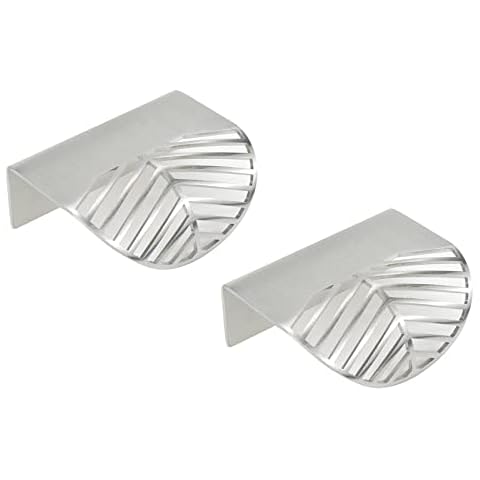 Geesatis 2 Pcs Dresser Pulls Leaf Handles Hole Distance 1.6 inch / 40 mm Cabinet Knobs for Home Decoration, with Mounting Screws, Silver, Stainless Steel Pulls Cover