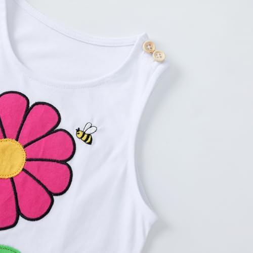 Image of HILEELANG Toddler Girl Summer Short Outfit Sets Cotton Short Sleeve Tops Tees Shorts Clothing Sets