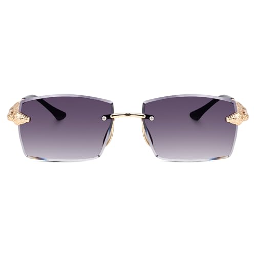 Image of Dervin UV Protected Retro Rectangular Rimless Sunglasses for Men and Women