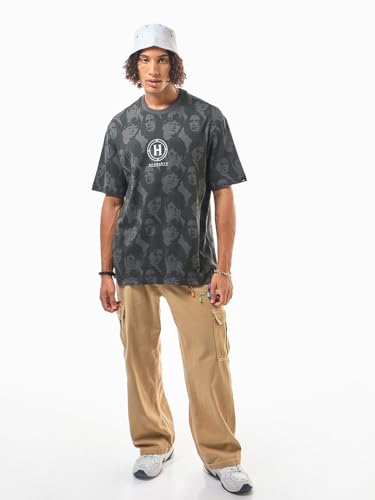 Image of Bewakoof Official Harry Potter Merchandise Men's 100% Cotton 220 GSM Graphic Print Oversized Fit Round Neck T-Shirt