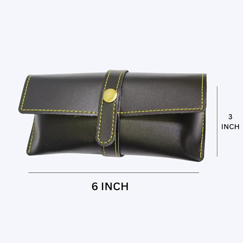 Image of Personalized Leather Goggle Cover | Custom Name | Unisex Faux Leather Eyewear Case with Button Closure | Travel-Friendly & Durable Sunglasses Holder for Men & Women