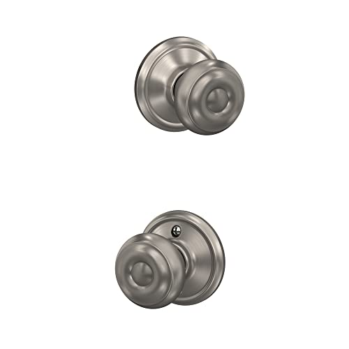 Image of SCHLAGE F10 GEO 619 Georgian Door Knob, Hall & Closet Passage Lock, Satin Nickel (Pack of 4)